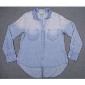 Cloth & Stone Top Womens Size Small Blue Chambray Button Down Boho Tunic Pockets